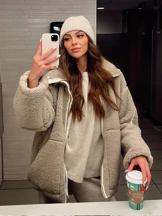 Sarah | Teddy Coat with Zipper